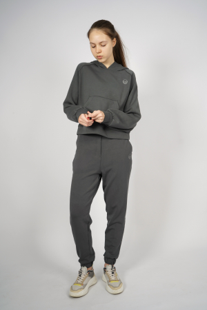 Hanorac silky feel gri inchis cu gluga [2]