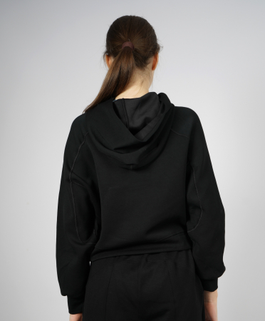 Hanorac silky feel negru cu gluga [4]