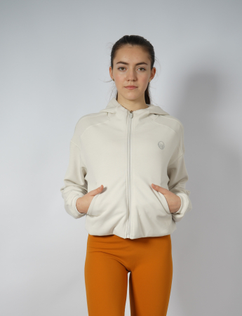 Tricou oversized - Hanorac silky touch cu fermoar ivoar