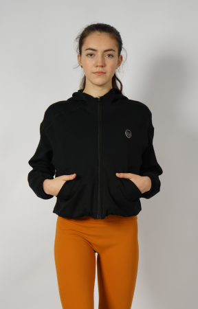 Tricou oversized - Hanorac silky touch cu fermoar negru