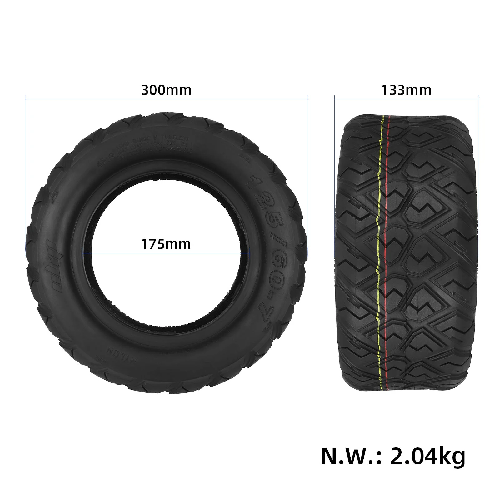 Cauciuc Tubeless 125/60-7 (13 x 5-7) Trotineta Electrica - Anvelopa All-Road High-Performance [1]