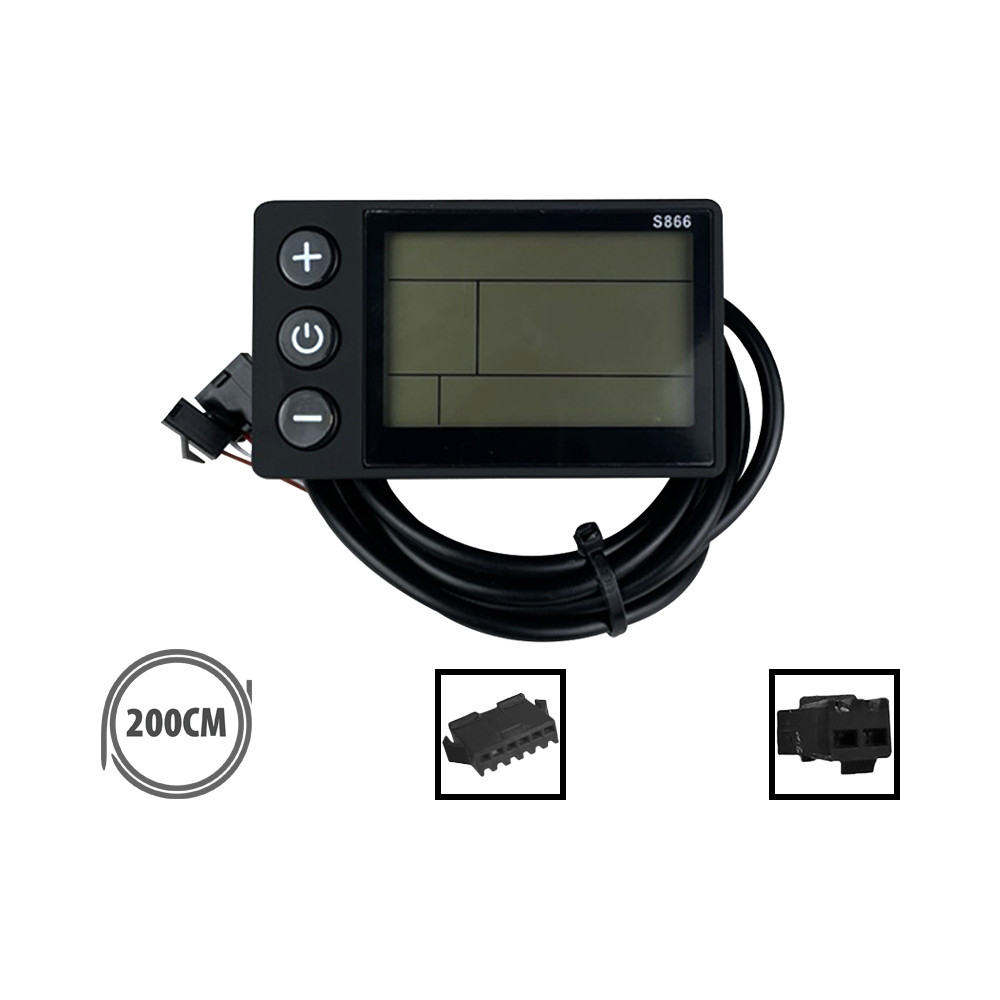 Display LCD S866 Bicicleta Electrica - Panou Control 24V/36V/48V cu Conector JST 5 Pini [2]