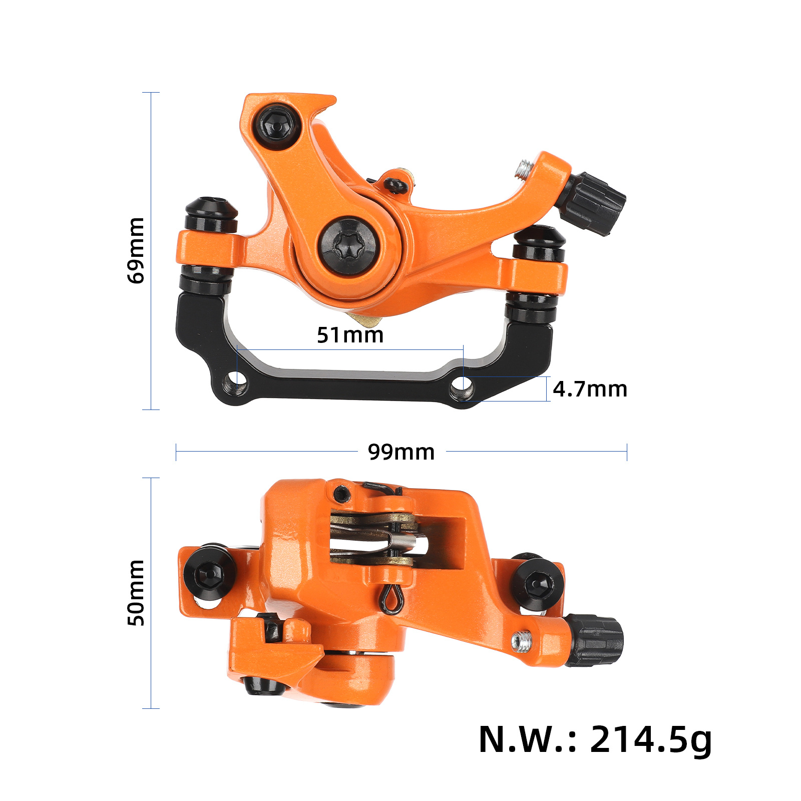 Etrier Frână Spate Trotinetă Electrică KuKirin G2 / G4 (2025) – Model B, Portocaliu (Orange) [1]