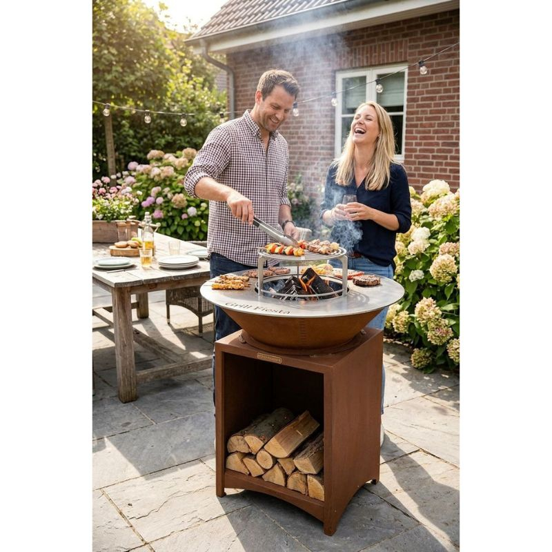 Ansamblu Grill Fiesta FI100 COR-FE – Grătar metalic cu plită rotundă din oțel Corten [3]