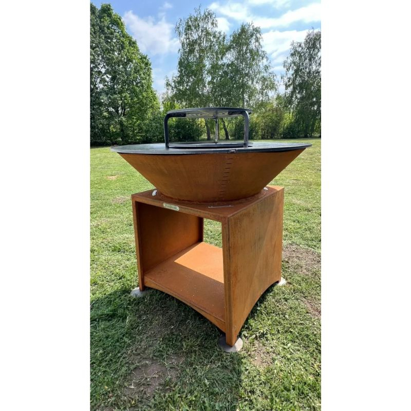 Ansamblu Grill Fiesta FI100 COR-FE – Grătar metalic cu plită rotundă din oțel Corten [2]