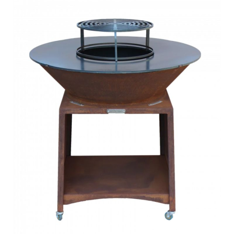 Picnic - Ansamblu Grill Fiesta FI100 COR-FE – Grătar metalic cu plită rotundă din oțel Corten