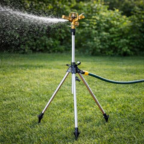 Aspersor Pulsator din Alamă cu Suport Telescopic 500–800 mm pentru Irigare [1]