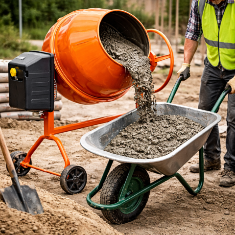 Betonieră 130L 800W cu Coroană din Fontă pentru Preparare Beton [1]