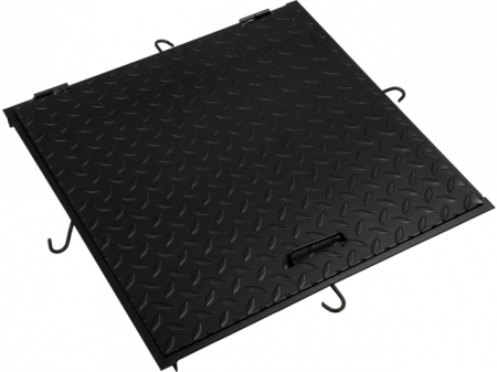 Construcții - Capac de Canalizare Pătrat Negru 60 × 60 cm – din Tablă Striată, Extra Rezistent