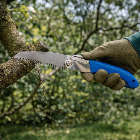 Fierăstrău Tip Briceag cu Coada din Plastic 250 mm – Pentru Ramuri la Înălțime [1]