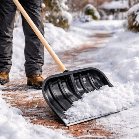 Lopată de Zăpadă cu Coada – Plastic Ranforsat, Mâner Lemn 1350 mm [2]