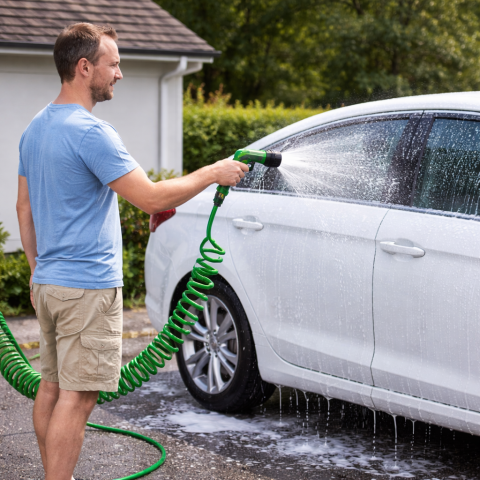 Pistol Apă 7 Funcții cu Furtun Spiral 15 m pentru Irigare [1]