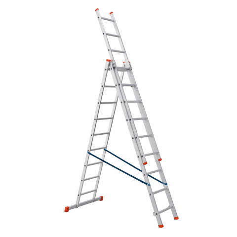 Construcții - Scară Aluminiu Universală – 3x11 Trepte – Pliabilă – Hobby