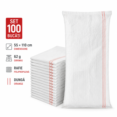 Set 100 Saci Rafie 55 × 110 cm, 62 g, dungă portocalie [1]