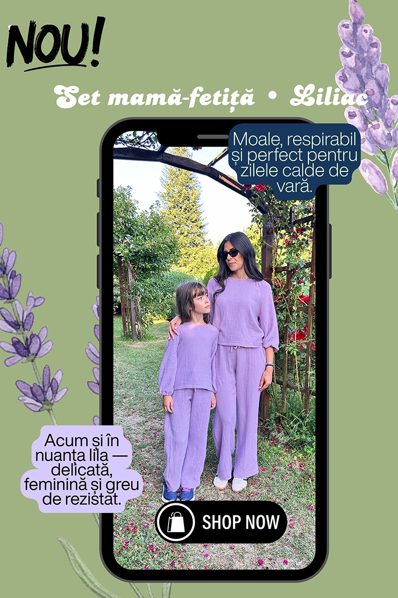Set Compleu Mamă/Fiica din Muselina - Liliac