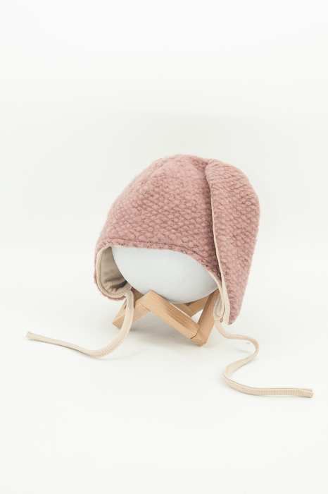 Caciuliță dublată din lână -Iepuras Roz Bucle [2]