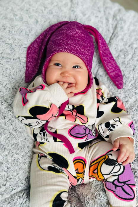 Caciuliță dublată lână fiartă - Mov Iepuras [2]