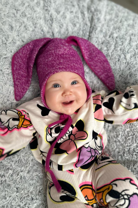 Caciuliță dublată lână fiartă - Mov Iepuras [3]