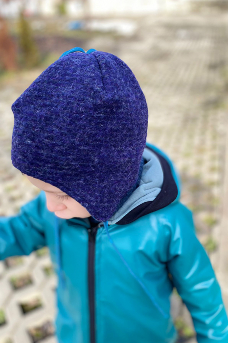 Caciuliță dublată lână fiartă - Bleumarin Stripes [3]