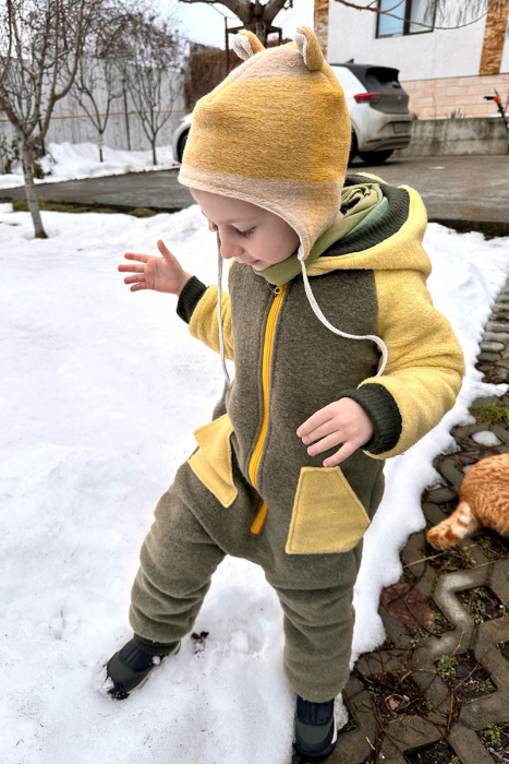Caciuliță dublată lână fleece - Urs Yellow Mix [2]