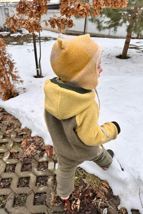 Caciuliță dublată lână fleece - Urs Yellow Mix [3]