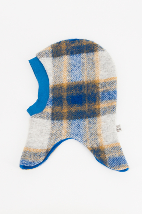 Cagulă dublată din lână  -Carouri Albastru [1]