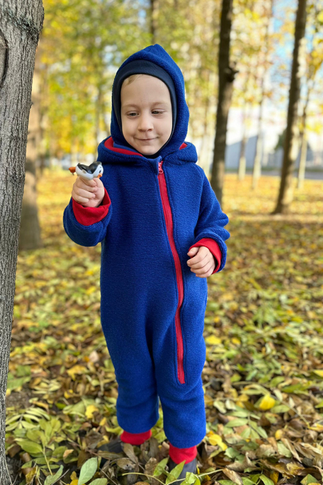 Cagulă dublată fleece lână fiartă - Royal Blue [3]