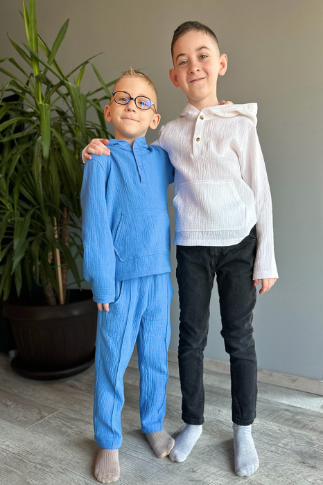 Cămașă tip hanorac din muselină băiat | Alb | H. Bebe [3]