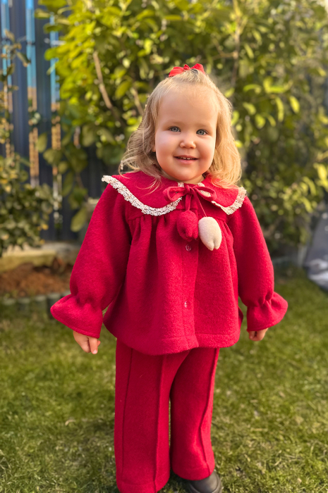 Jacheta Tulip din lână 100% - Rosu [5]