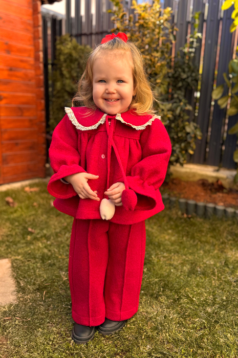 Jacheta Tulip din lână 100% - Rosu [4]