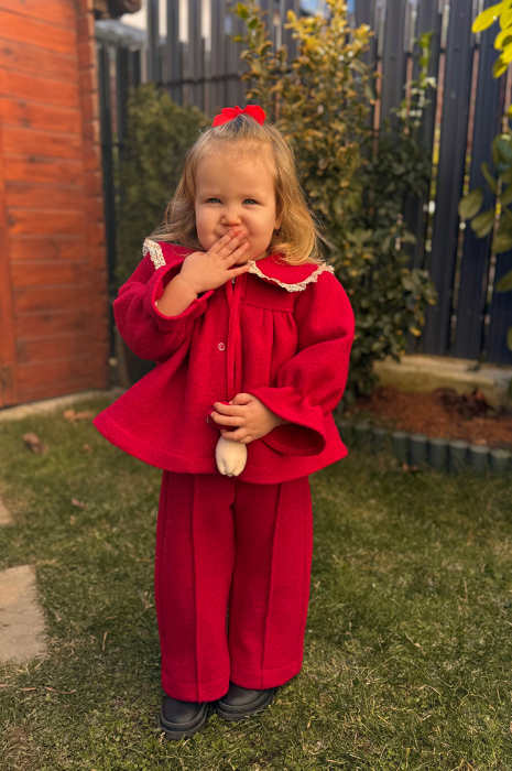 Jacheta Tulip din lână 100% - Rosu [2]