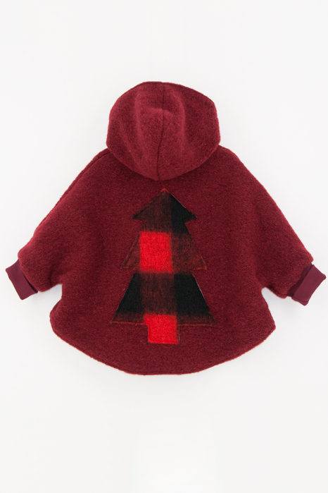 Capă din lână fiartă Oversized -Visiniu Bradut [1]