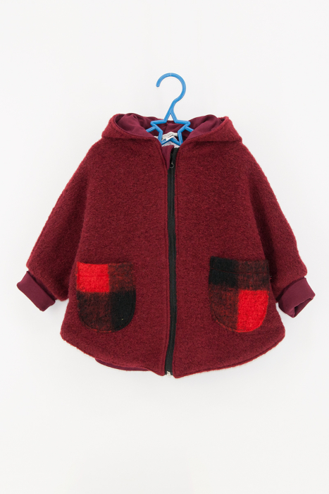 Capă din lână fiartă Oversized -Visiniu Bradut [2]