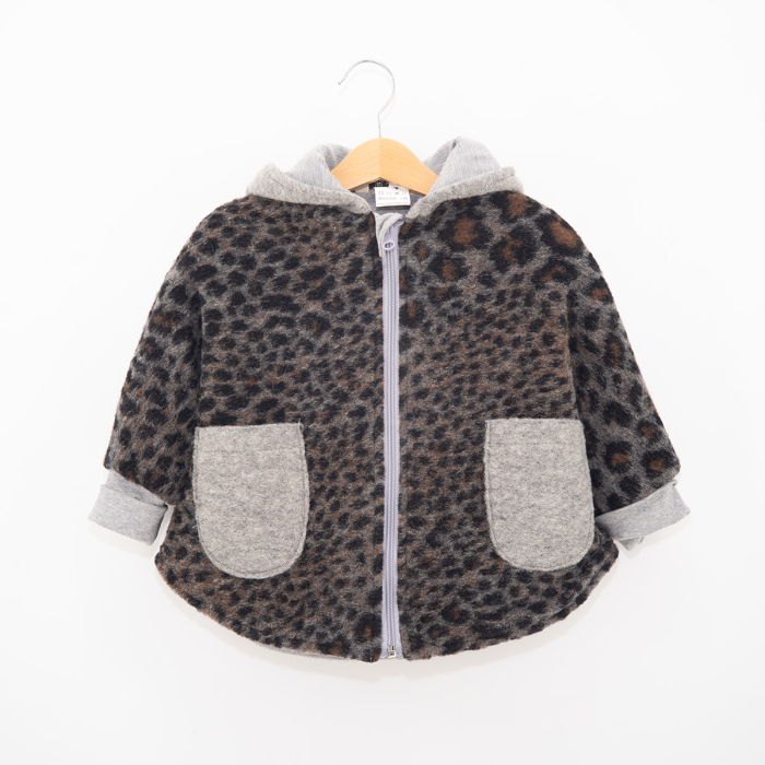 Capă din Lână Oversized - Animal Print Gri/Maro – H. Bebe [3]