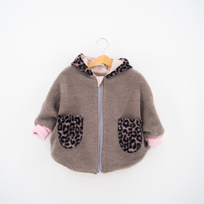 Capă din lână fiartă Oversized -  Roz Prăfuit Animal Print – Ediție Limitată [2]