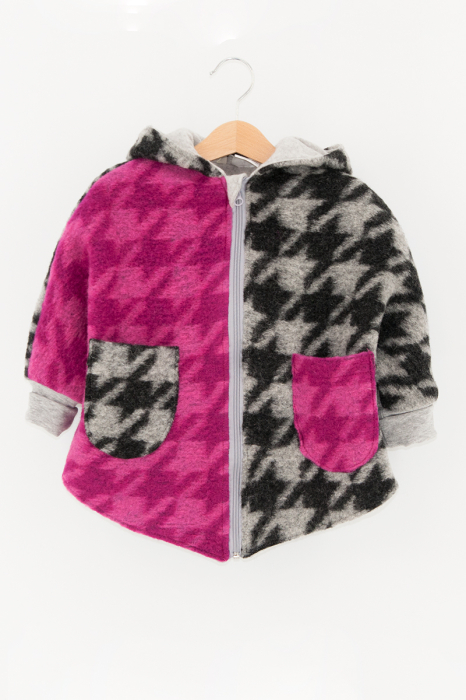 Capă din lână fiartă Oversized -Gri/ Roz Z [1]