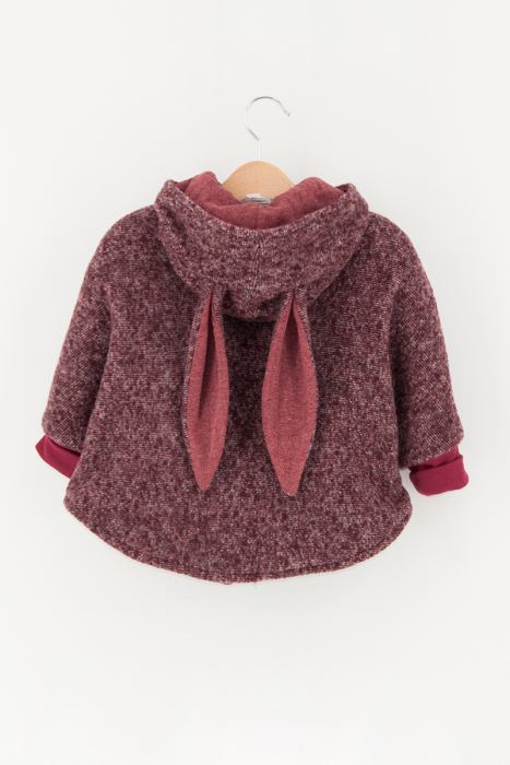 Capă din lână fiartă Oversized - Visiniu [2]