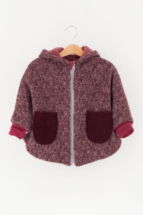 Capă din lână fiartă Oversized - Visiniu [1]