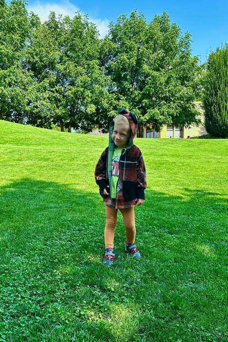 Capă din lână fiartă Oversized - Caramiziu [4]