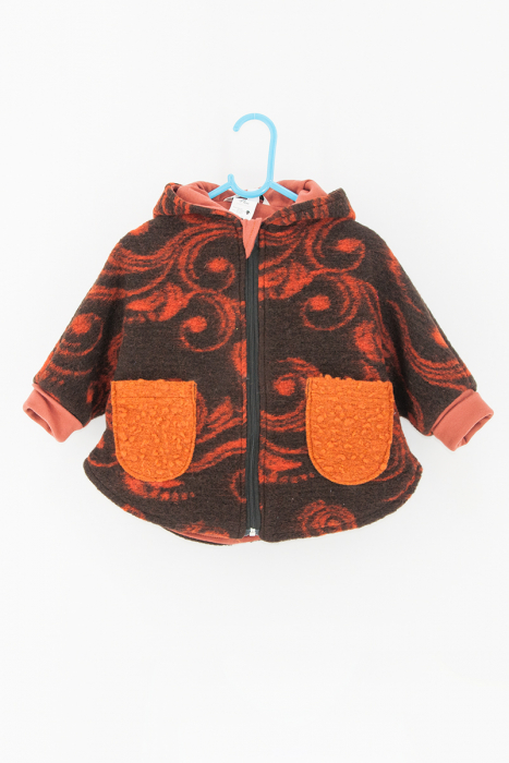 Capă din lână fiartă Oversized -Iepuras Flori Orange [2]
