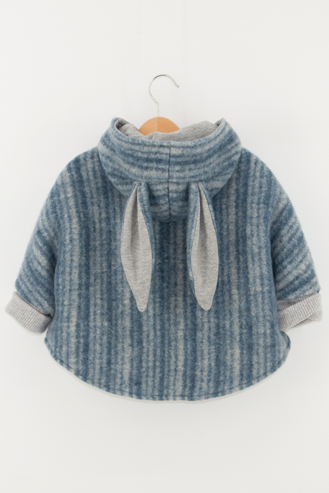 Capă din lână fiartă Oversized -Gri Dungi [2]