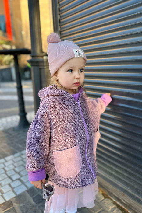 Capă din lână fiartă Oversized - lila [4]