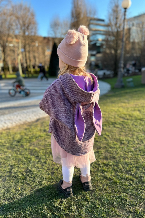 Capă din lână fiartă Oversized - lila [3]