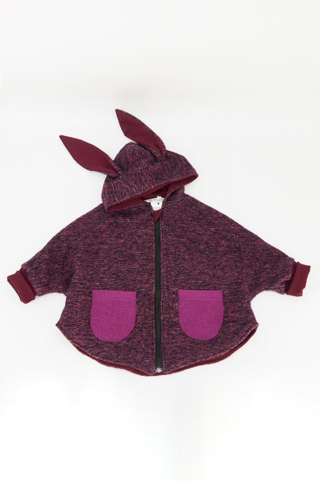 Capă din lână fiartă Oversized -Visiniu [3]