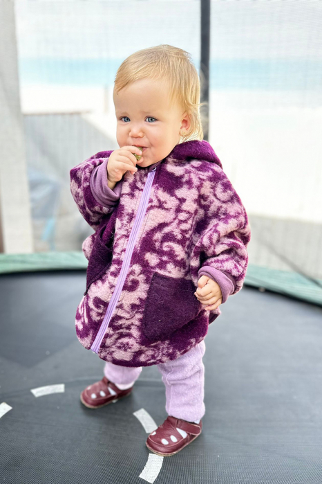 Capă din lână fiartă Oversized - Mov [3]