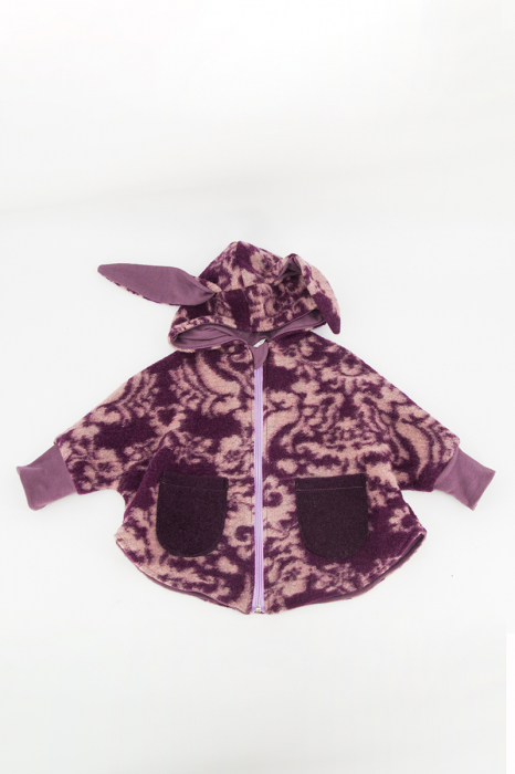 Capă din lână fiartă Oversized - Mov [7]