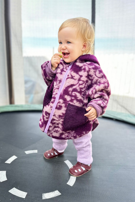 Capă din lână fiartă Oversized - Mov [2]