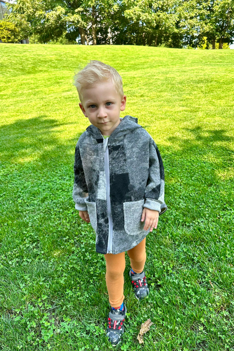 Capă din lână fiartă Oversized - Gri Iepuras [3]