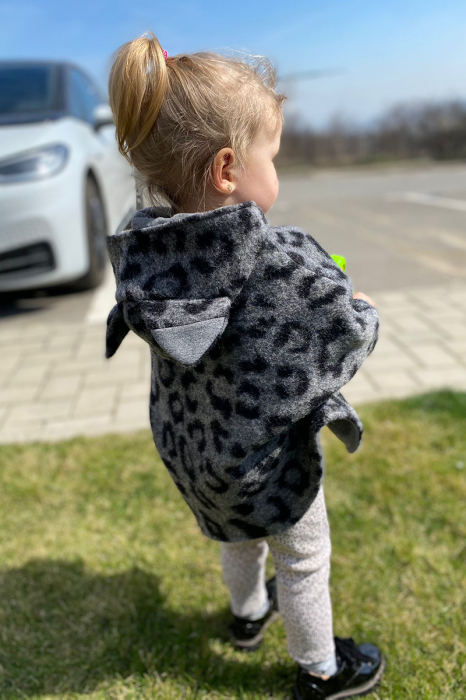 Capă din lână fiartă Oversized - Animal Print [3]