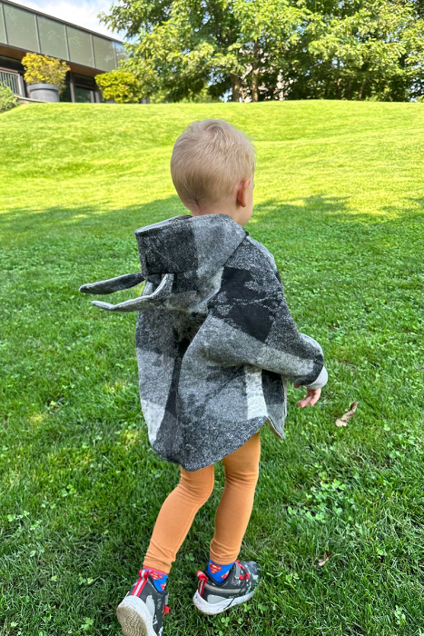 Capă din lână fiartă Oversized - Gri Iepuras [2]